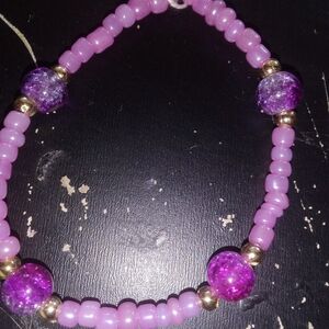 Purple Glass Bead Stretch Bracelet